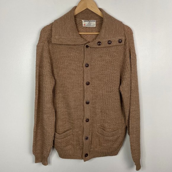 Vintage Sweaters - Vintage White Ram Wool Knit Button DOwn Sweater Beige Tan Size Large